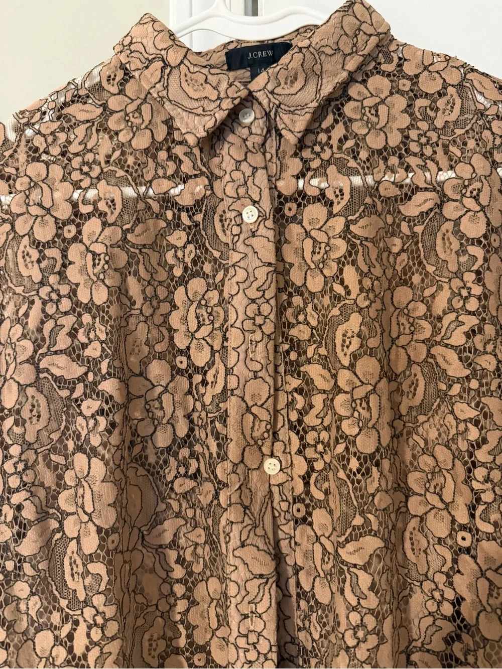 J. Crew Taupe Floral Lace Button-Down Shirt